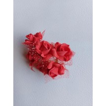 Цветы из фоамирана d=3 см (6 шт) в пучках цв. красный,  цена за 1 шт